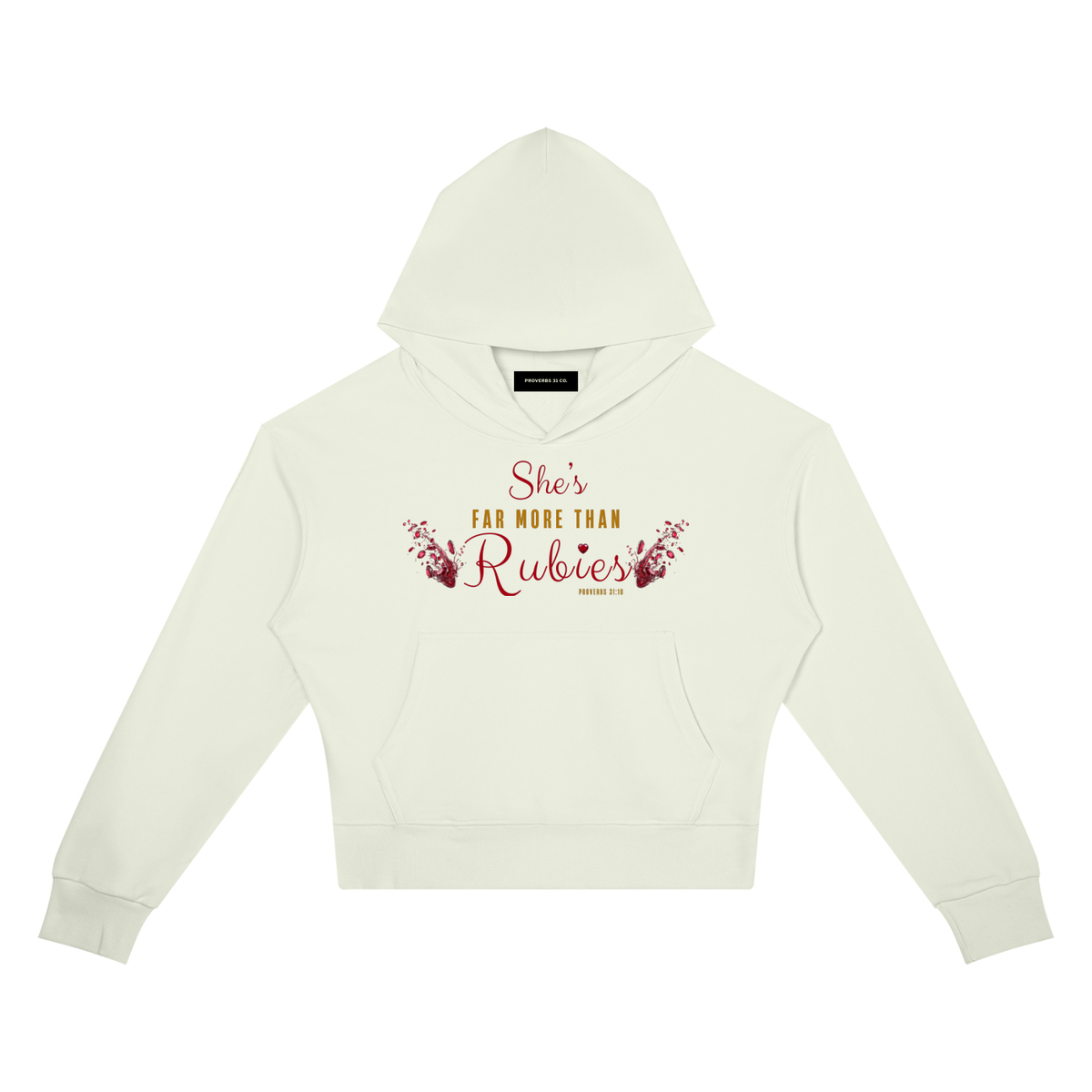 She’s Far More Than Rubies Crop Drop Shoulder Hoodie