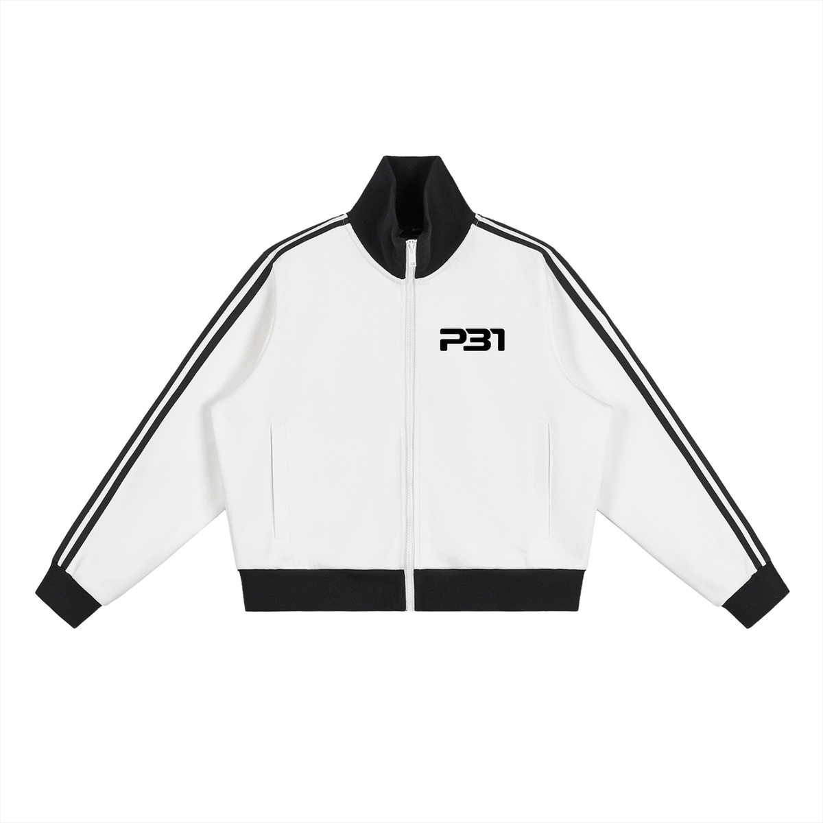 Jesus Contrast Side Stripe Fleece Cropped Track Jacket