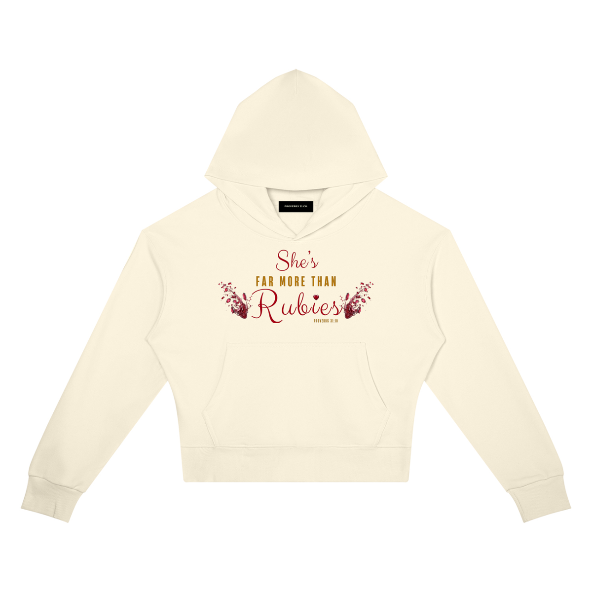 She’s Far More Than Rubies Crop Drop Shoulder Hoodie