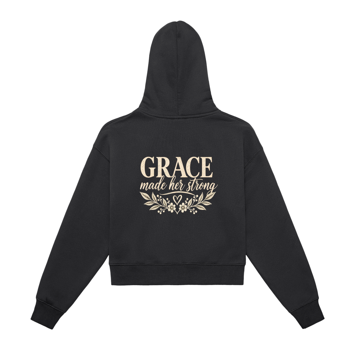 Grace Made Her Strong Fleeced Zip-Up Cropped Hoodie