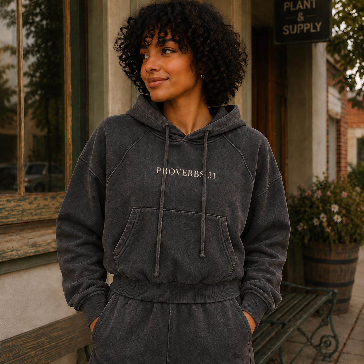 Far More Than Rubies Snow Washed Cropped Hoodie