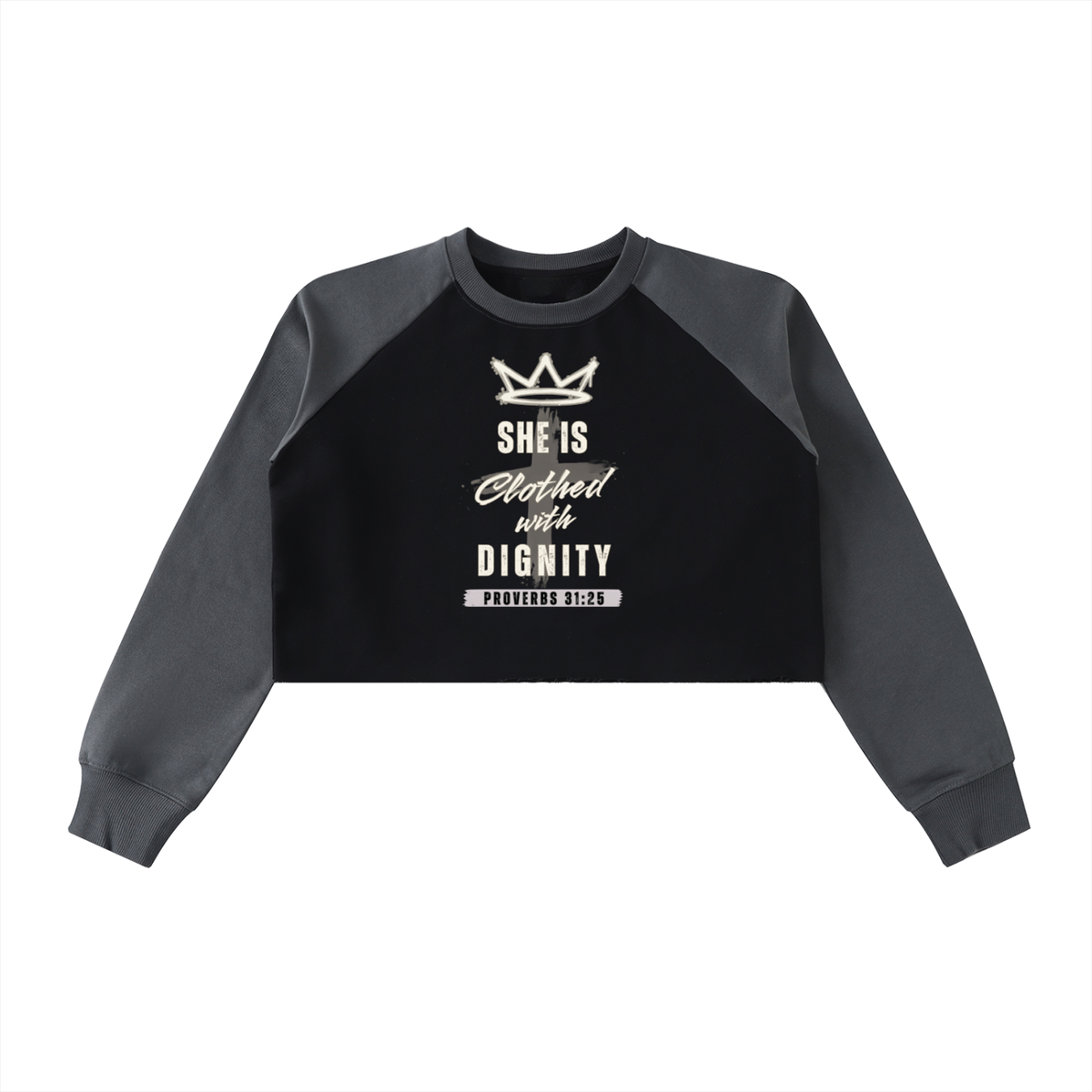 She is Clothed with Dignity Crop Sweatshirt