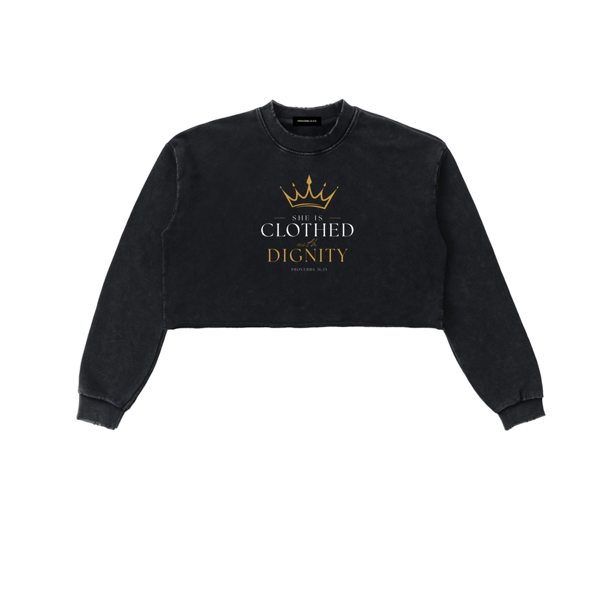 She is Crowned-Snow Washed Crop Sweatshirt