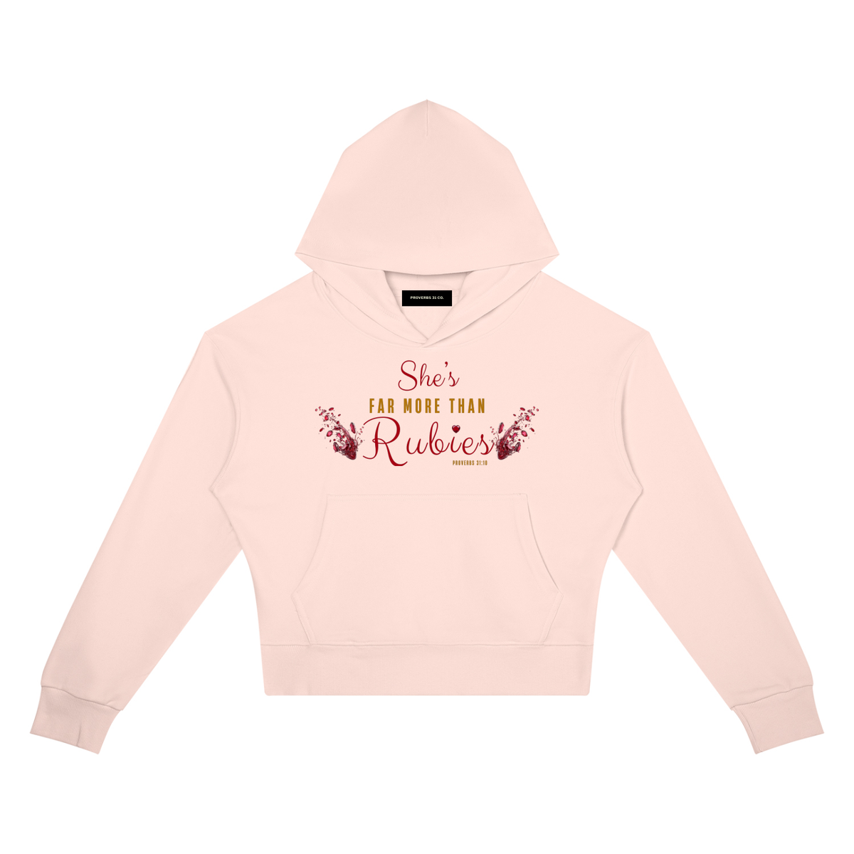 She’s Far More Than Rubies Crop Drop Shoulder Hoodie