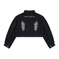 Proverbs 31 Floral Cross Women’s Crop Denim Jacket