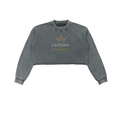 She is Crowned-Snow Washed Crop Sweatshirt