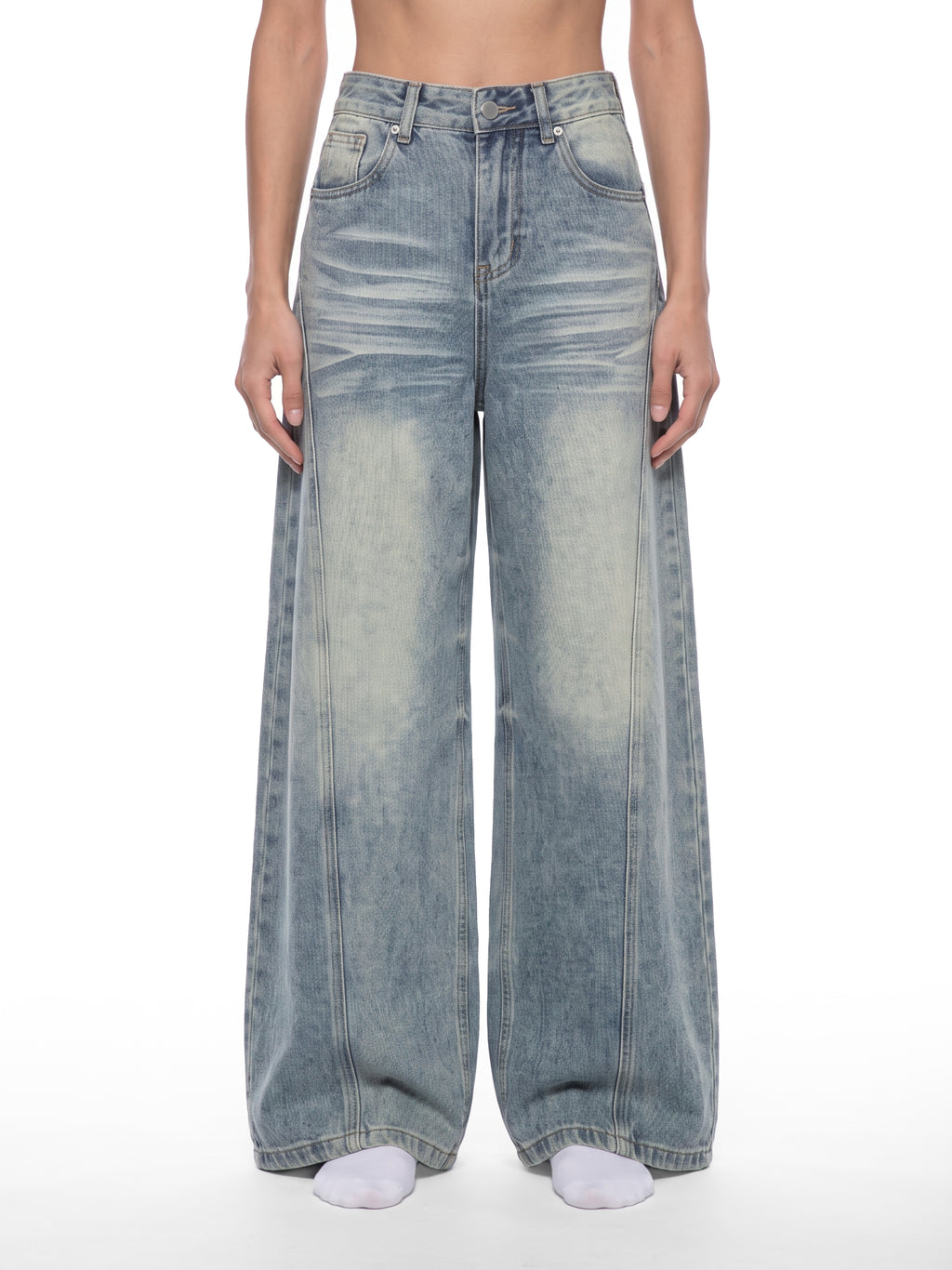 P31 Floral Cross Women’s Vintage Wash Wide Leg Denim Jeans